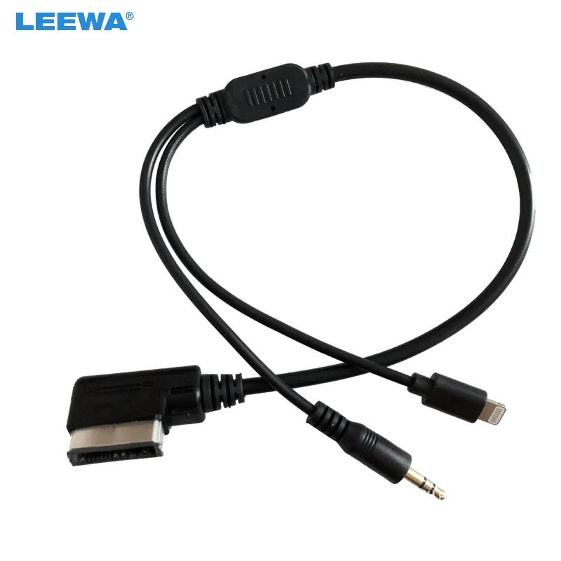 

LEEWA Car AMI/MDI Interface To 3.5mm Male Audio AUX + Lightning Jack Charge Only Adapter Cable For Audi/Volkswagen