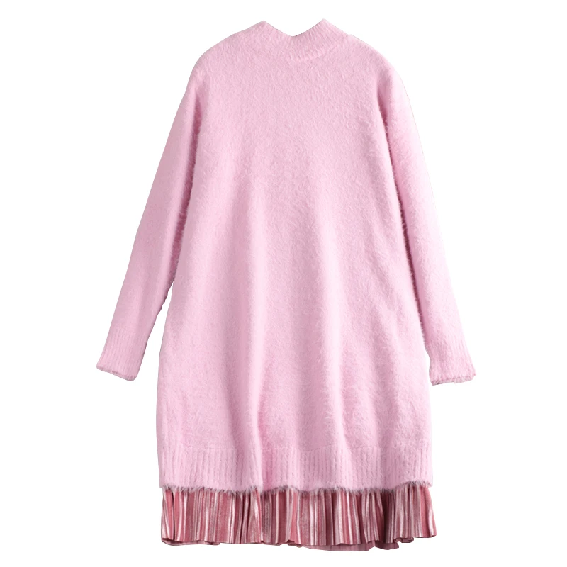 Winter Wool Sweater Knitted Dress Ladies Urban Loose Straight Knee-length O-neck Middle Women Casual Pullover Patchwork Dress
Winter Wool Sweater Knitted Dress Ladies Urban Loose Straight Knee-length O-neck Middle Women Casual Pullover Patchwork Dress