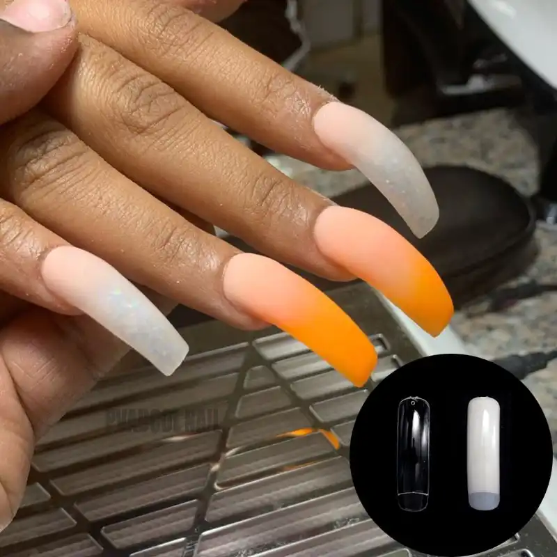 Extra long french tip nails - 🧡 Французский маникюр на острых ногтях (56 ....