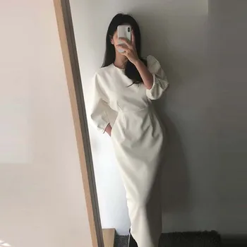Elegant Ladies Office Dress 2020 New Spring And Autumn Female White French Slim Midi Dresses Fashion Sexy Solid Color Dress
Elegant Ladies Office Dress 2020 New Spring And Autumn Female White French Slim Midi Dresses Fashion Sexy Solid Color Dress