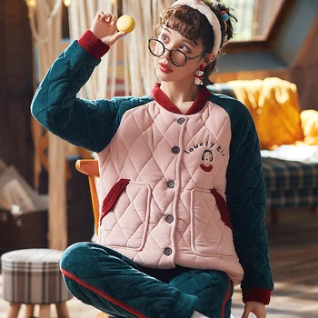 Autumn Winter Thick Warm Women Clip Cotton Pajamas Set Cute Girl Pijama Long Sleeve Casual Soft Sleepwear Girls Pyjama
Autumn Winter Thick Warm Women Clip Cotton Pajamas Set Cute Girl Pijama Long Sleeve Casual Soft Sleepwear Girls Pyjama