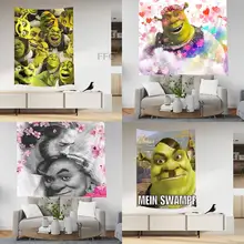 

FFO Funny And Cute Shrek Tapestry Wall Hanging Fashionable Hippie Tapestries Home Decor Kawaii Room 2022 New Year Decoration