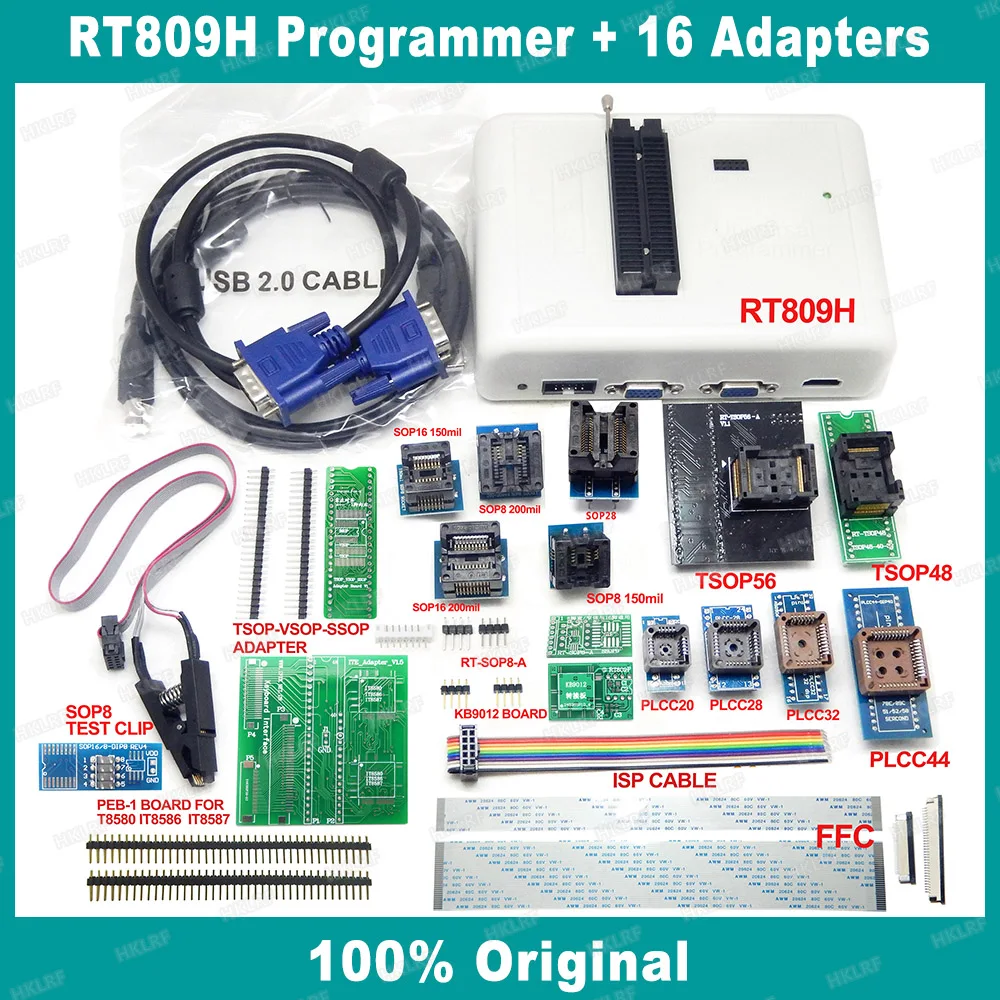 100% оригинальный новый RT809H EMMC Nand FLASH универсальный программатор TSOP56/TSOP48 кабель EDID