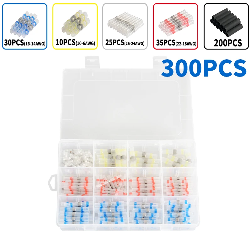 300Pc/600/800Pcs Solder Seal Wire Connectors Kit, Heat Shrink Butt Connectors Waterproof and Insulated Electrical Wire Terminals
300Pc/600/800Pcs Solder Seal Wire Connectors Kit, Heat Shrink Butt Connectors Waterproof and Insulated Electrical Wire Terminals