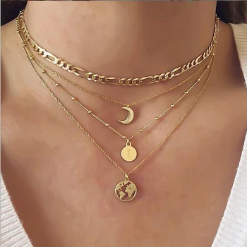 European and American Round Necklaces Retro Letter Map Item Decoration Simple Multilayer Disc Necklace Clavicle Chain
European and American Round Necklaces Retro Letter Map Item Decoration Simple Multilayer Disc Necklace Clavicle Chain