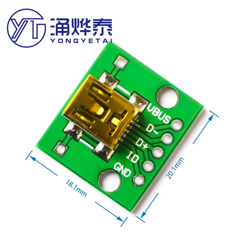 YYT USB to DIP female header MINI5P patch to 2.54mm straight plug welded adapter board (U8)
YYT USB to DIP female header MINI5P patch to 2.54mm straight plug welded adapter board (U8)