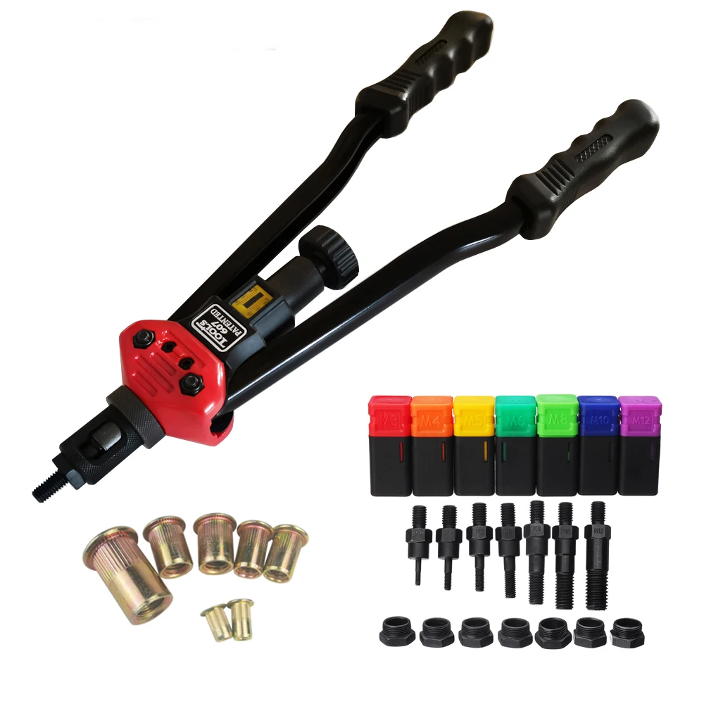 BT-607 RIVET NUT TOOL Hand Blind Riveter Hand Riveter Rivet Gun with 7 Metric Mandrels 70pcs Rivnuts
BT-607 RIVET NUT TOOL Hand Blind Riveter Hand Riveter Rivet Gun with 7 Metric Mandrels 70pcs Rivnuts