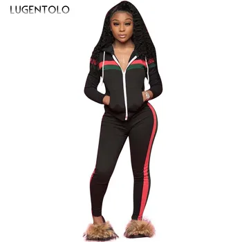 Lugentolo Women Two Piece Set Hooded Casual Sports Long Sleeve Zipper Stripe Stitching Pocket Long Pants Female Sets
Lugentolo Women Two Piece Set Hooded Casual Sports Long Sleeve Zipper Stripe Stitching Pocket Long Pants Female Sets