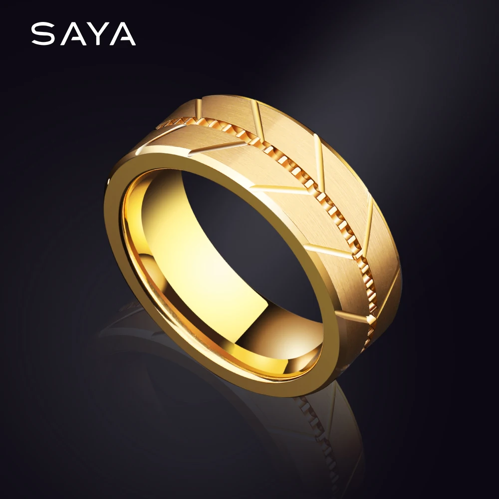 Men Ring, Tungsten Wedding Band 8mm Width Matte Finished Surface Deep Grooved, Customized
Men Ring, Tungsten Wedding Band 8mm Width Matte Finished Surface Deep Grooved, Customized
