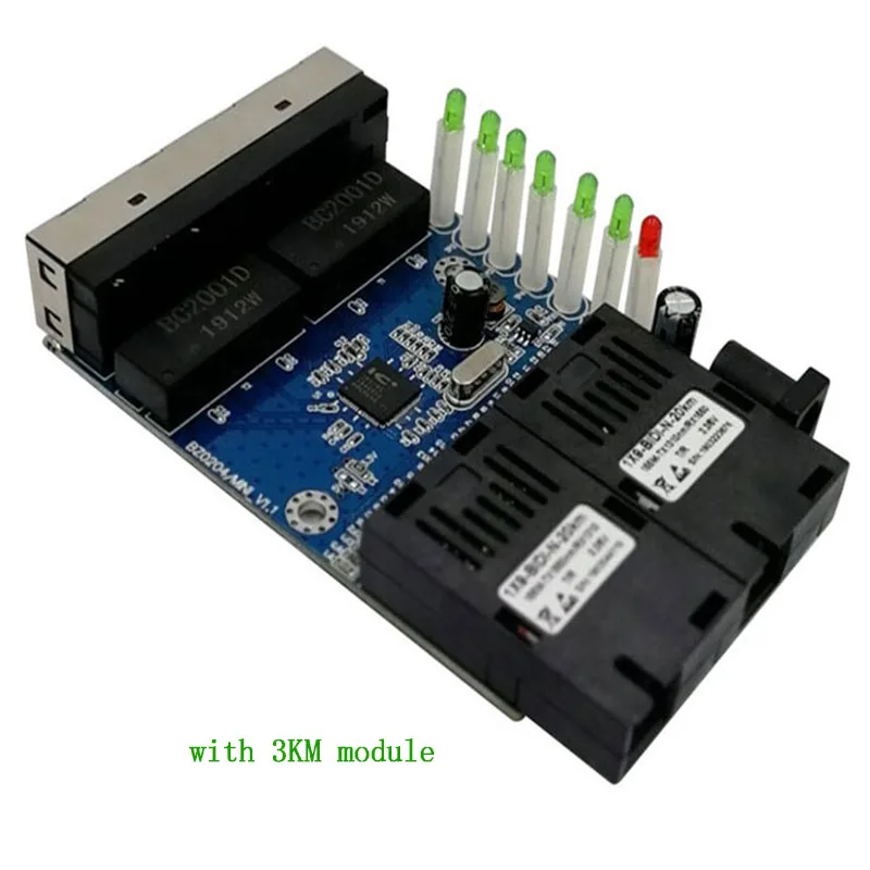 Ethernet switch Fiber Optical Media Converter Single Mode 4 RJ45 and 2 SC fiber Port 10/100M PCBA 3KM
Ethernet switch Fiber Optical Media Converter Single Mode 4 RJ45 and 2 SC fiber Port 10/100M PCBA 3KM