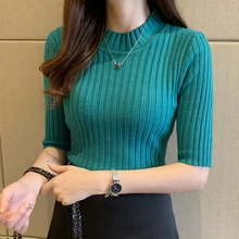 Pullover knitted half sleeve knitted sweater Women New spring Slim Basic Solid Casual Base Female knitting shirts 2021 Korea
Pullover knitted half sleeve knitted sweater Women New spring Slim Basic Solid Casual Base Female knitting shirts 2021 Korea