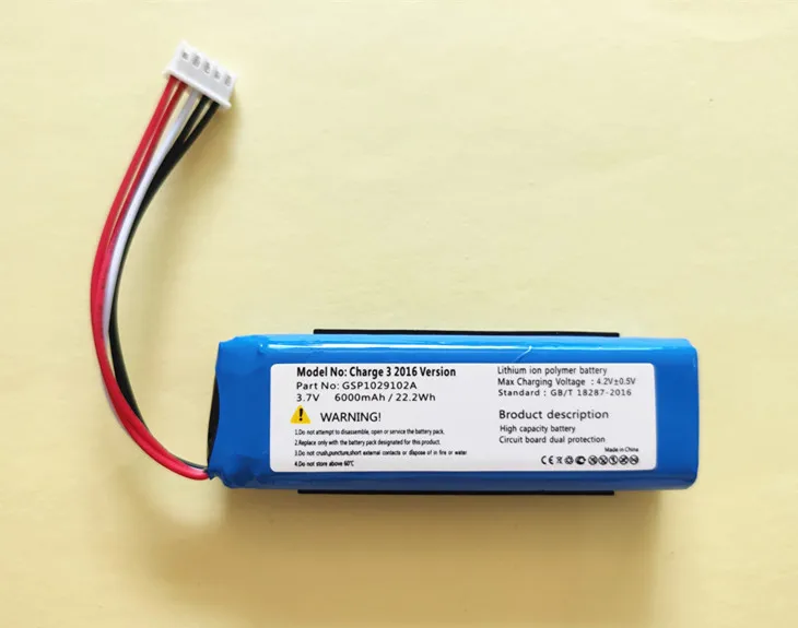 New Charge 3 2016 Version replacement battery for JBL Charge 3 2016 Version GSP1029102A
New Charge 3 2016 Version replacement battery for JBL Charge 3 2016 Version GSP1029102A