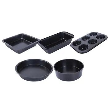 

5pcs Baking Tray Set Round Live Bottom Cake Molds Rectangular Oven Toast Box Cake Baking Pan Non-stick Pizza Bakeware