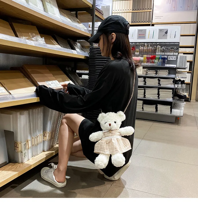 Cute Plush Bear Crossbody Bag Girl Cusual Fur Shoulder Bags Fashion Women Chain Messenger Bag Japanese Korea Style Cute Plush Bear Crossbody Bag Girl Cusual Fur Shoulder Bags Fashion Women Chain Messenger Bag Japanese Korea Style
