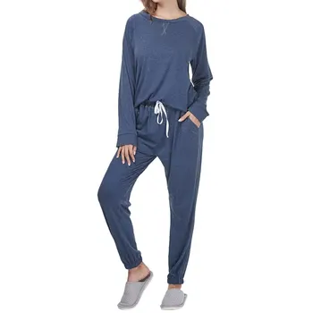 Casual Daily Women Solid Tracksuit Long Sleeve Round Collar Tops And Long Pants Two Pieces Sets For Women Homewear Sleepwear
Casual Daily Women Solid Tracksuit Long Sleeve Round Collar Tops And Long Pants Two Pieces Sets For Women Homewear Sleepwear