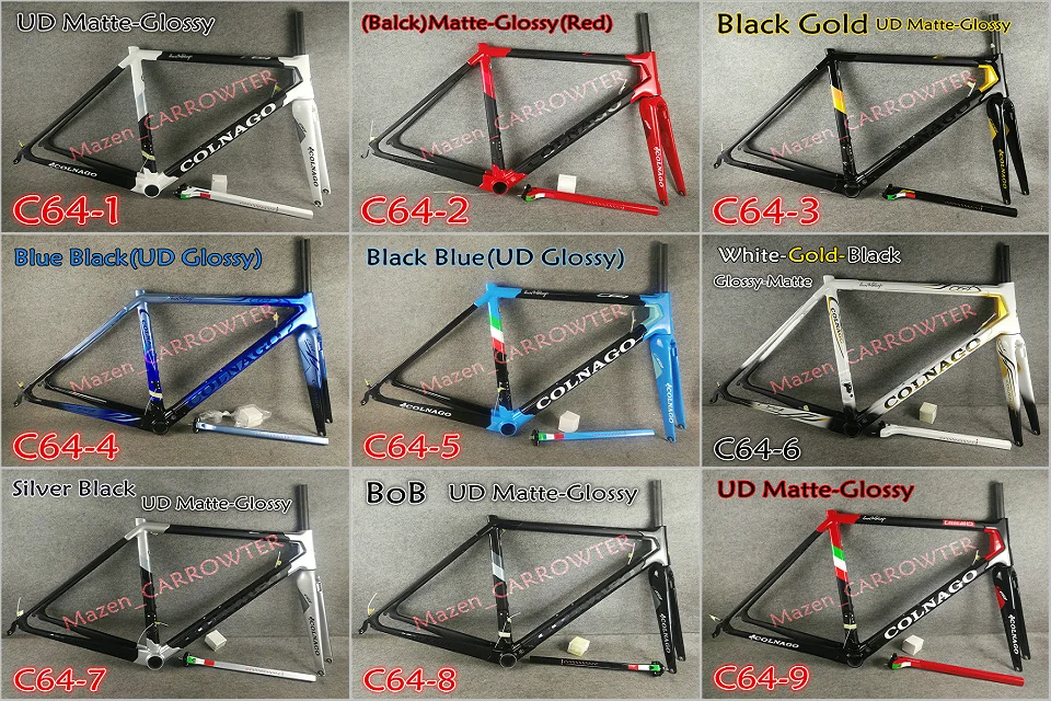 Sale Top sale 16 colors T1000 3K CARROWTER C60 carbon road bike frame With 48/50/52/54/56cm BB386 Matte/Glossy bicycle Frameset 31