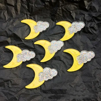 

10Pcs Kawaii Glitter Moon Cloud Flatback Resin Planar Acrylic Cabochon Fit Phone Decoration DIY Scrapbooking Accessories Craft