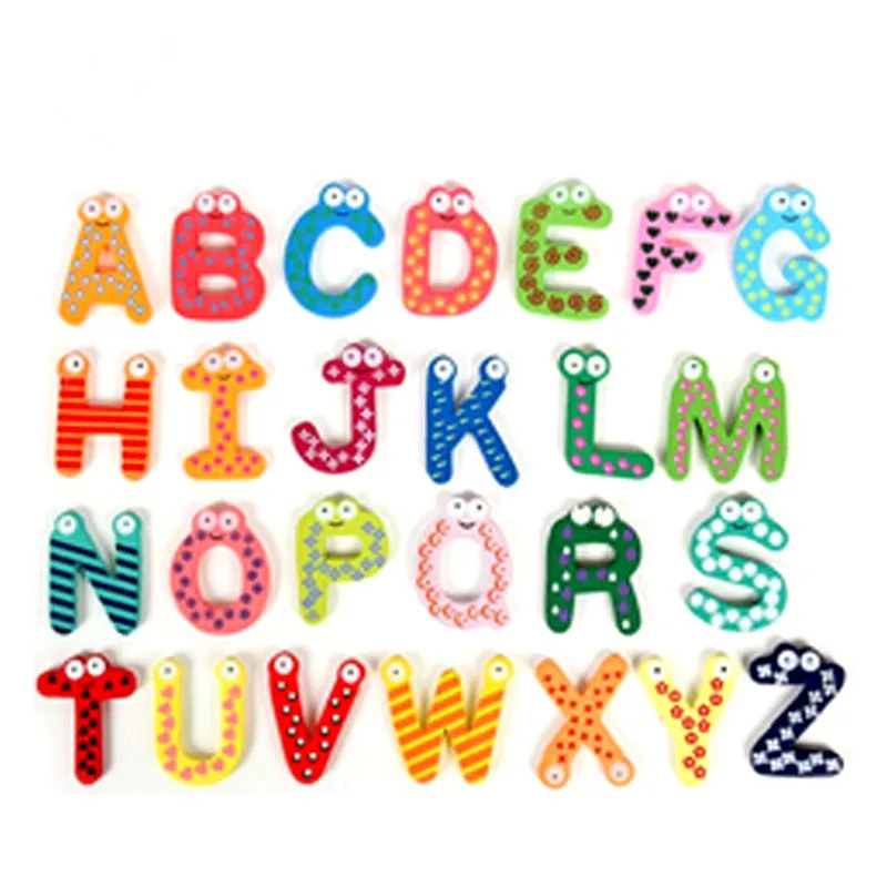 

1Set Wooden Refrigerator Magnet Fridge Stickers Animal Cartoon 26 Alphabet Numbers Colorful Kids Toy For Children Baby Education