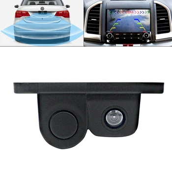 Car Parktronic 2In1 Design Camera Parking Sensor Kit Auto Reversing Rearview Backup Parking Radar Dector 170 Degree Rear View