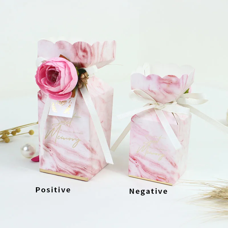50pcs wedding favors candy box baby shower marble paper gift box