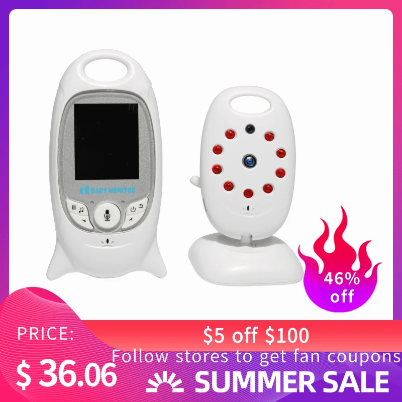 Baby Monitor VB601 Video Wireless 2.0'' LCD Babysitter 2 Way Talk Night Vision Temperature Security Nanny Camera 8 Lullabies
Baby Monitor VB601 Video Wireless 2.0'' LCD Babysitter 2 Way Talk Night Vision Temperature Security Nanny Camera 8 Lullabies