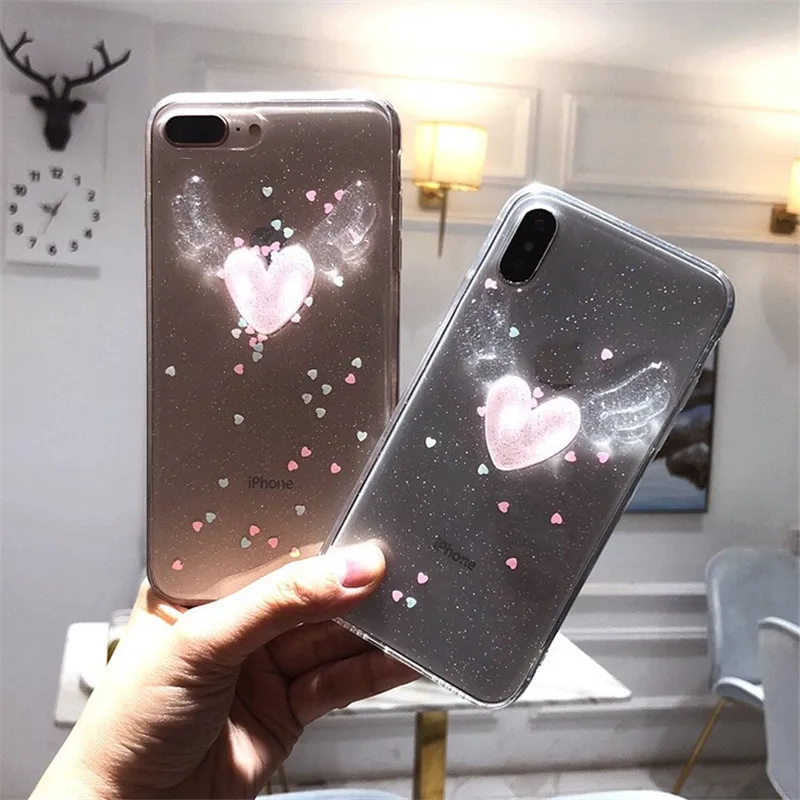 case for iPhone 11 XR 7 8 11 Pro Max X XS Max Plus 6 6s cover Dazzling glitterLove heart Angel Wings Silicone Soft Shell
case for iPhone 11 XR 7 8 11 Pro Max X XS Max Plus 6 6s cover Dazzling glitterLove heart Angel Wings Silicone Soft Shell
