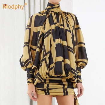 Sexy Bowknot Plaid Dress For Women Turtleneck Bat Long Sleeve High Waist Mini Dresses Female 2019 Autumn Fashion Elegant New 
Sexy Bowknot Plaid Dress For Women Turtleneck Bat Long Sleeve High Waist Mini Dresses Female 2019 Autumn Fashion Elegant New