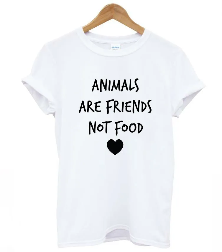 ANIMALS ARE FRIENDS не пищевых продуктов с буквенным принтом Футболка хлопок свободный