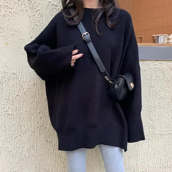 Thickened Slouchy Women's Winter Chic Korean New Solid Color Bifurcated Pullover With Long Sleeves On The Outside And Kn
Thickened Slouchy Women's Winter Chic Korean New Solid Color Bifurcated Pullover With Long Sleeves On The Outside And Kn