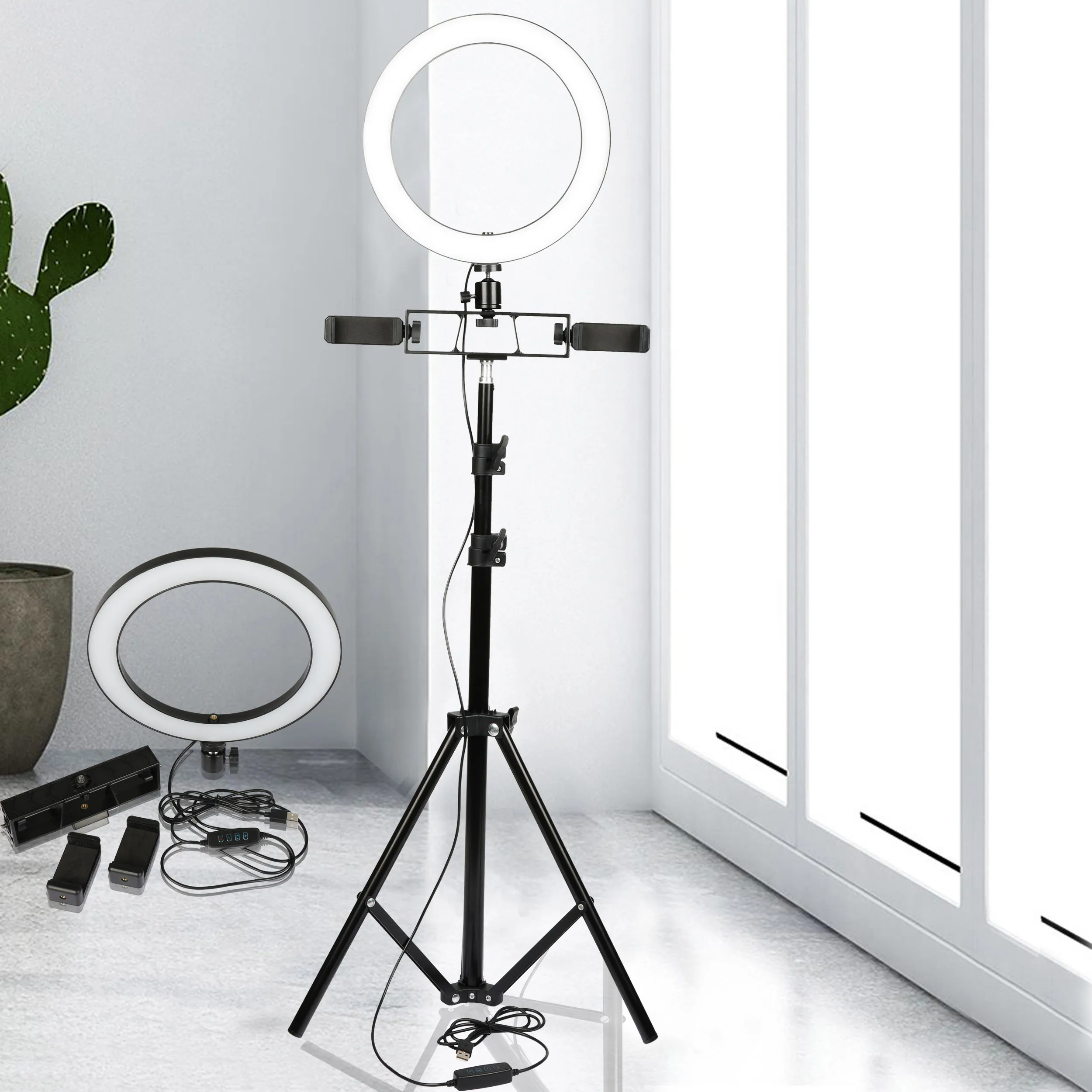 Photo Studio Camera Video Light Dimmable LED Ring Light 3500-5500k Makeup Photography with Phone Holder USB Plug 1.1M Tripod
Photo Studio Camera Video Light Dimmable LED Ring Light 3500-5500k Makeup Photography with Phone Holder USB Plug 1.1M Tripod