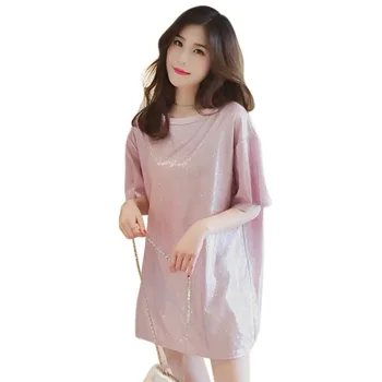 Shinny Party Summer Dress Women T Tops Vestido Long Shirt Sleeve Short Casual Dress Dresses Loose New 
Shinny Party Summer Dress Women T Tops Vestido Long Shirt Sleeve Short Casual Dress Dresses Loose New