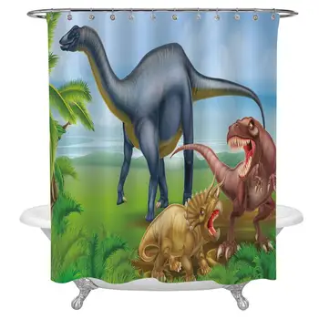 Dinosaur Bath Curtain,Different Types of Dinosaurs Natural Jungle Environment T Rex Triceratops Cartoon Fabric Shower Curtains
Dinosaur Bath Curtain,Different Types of Dinosaurs Natural Jungle Environment T Rex Triceratops Cartoon Fabric Shower Curtains