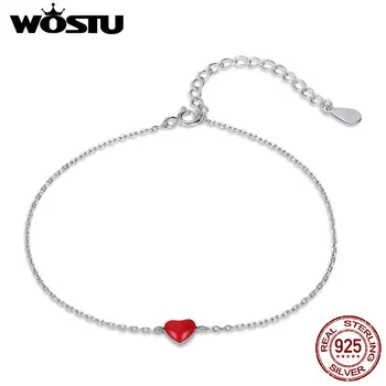 WOSTU Trendy Real 925 Sterling Silver Enamel Red Heart Chain Bracelet For Women Authentic Silver Party Fine Jewelry Gift CSB016
WOSTU Trendy Real 925 Sterling Silver Enamel Red Heart Chain Bracelet For Women Authentic Silver Party Fine Jewelry Gift CSB016
