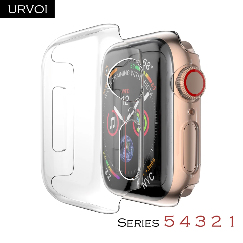 Чехол URVOI для Apple Watch series 6 SE 5 4 3 пластиковая рамка Защита экрана iWatch облегающий