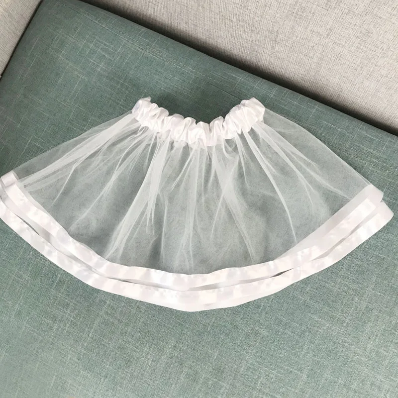 Белая детская юбочка для танцев Двухслойная юбка из тюля детей шифоновая
