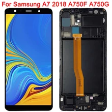 Ensemble écran tactile LCD Super Amoled avec châssis, 6.0 pouces, pour Samsung Galaxy A7 2018 A750F SM-A750FN A750F/DS A750G=