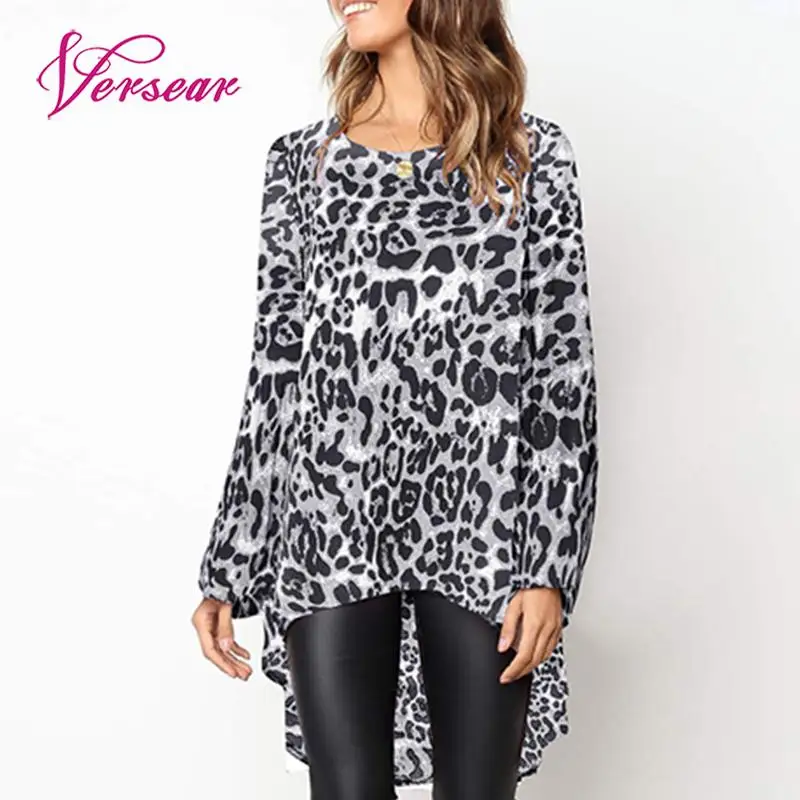 Versear Women Leopard Printed Blouse Long Puff Sleeve O Neck Irregular Hem Loose Casual Shirts Blouses Autumn Tops Female
Versear Women Leopard Printed Blouse Long Puff Sleeve O Neck Irregular Hem Loose Casual Shirts Blouses Autumn Tops Female