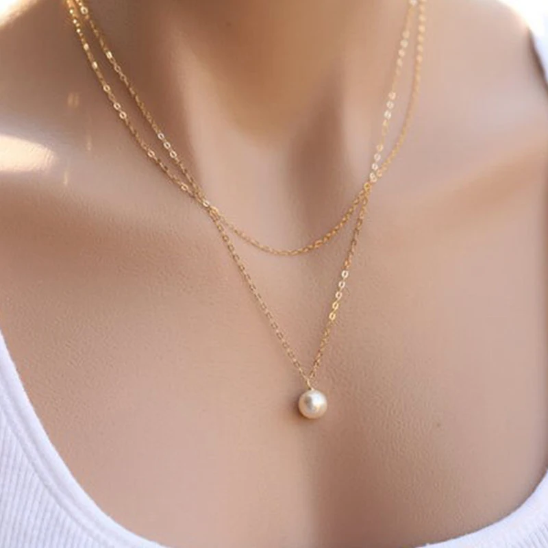 Милое простое Двухслойное жемчужное ожерелье из ключицы очаровательное женское