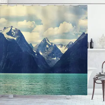 Mountain Shower Curtain Northern Norway Atlantic Coastline Fishing Harbor Snowy Nature Bathroom Decor Set with Hooks 70" Long
Mountain Shower Curtain Northern Norway Atlantic Coastline Fishing Harbor Snowy Nature Bathroom Decor Set with Hooks 70" Long