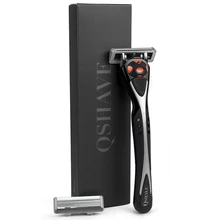 Qshave שחור עכביש חדש 6 להב גילוח מכונת גילוח לגבר יכול עיצוב שלך שם על Wingball ידית (1pc ידית, 2pc גרמניה X6 להב)(China)