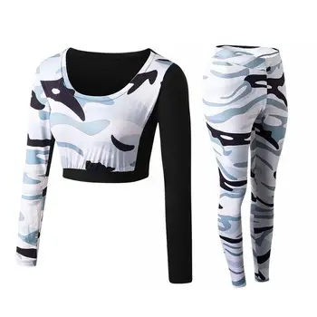 Women Two-piece Long Sleeve Crop Top Yoga Leggings Pants Trousers Tracksuits 
Women Two-piece Long Sleeve Crop Top Yoga Leggings Pants Trousers Tracksuits