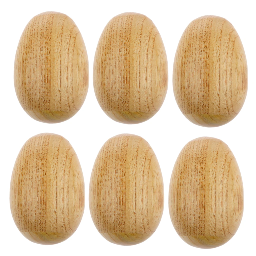 6 Pieces Handcrafted Wooden Egg Shaker Instrument Rattle Toy for Children 6 Pieces Handcrafted Wooden Egg Shaker Instrument Rattle Toy for Children