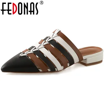FEDONAS Genuine Leather Pointed Toe Women Mules Spring Summer Basic Chunky Heels Sandals Female Party Office Lady Shoes Woman
FEDONAS Genuine Leather Pointed Toe Women Mules Spring Summer Basic Chunky Heels Sandals Female Party Office Lady Shoes Woman