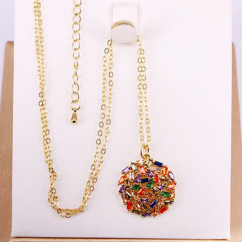3 шт. разноцветные Круглые женские ожерелья с подвеской микро-паве | Украшения и