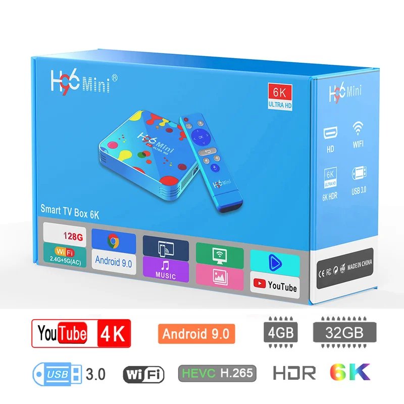 4GB 128GB H96 Mini Android 9.0 TV Box Allwinner H6 Quad Core 6K H.265 Wifi netflix Youtube Set top box H96mini 4GB 32GB
4GB 128GB H96 Mini Android 9.0 TV Box Allwinner H6 Quad Core 6K H.265 Wifi netflix Youtube Set top box H96mini 4GB 32GB