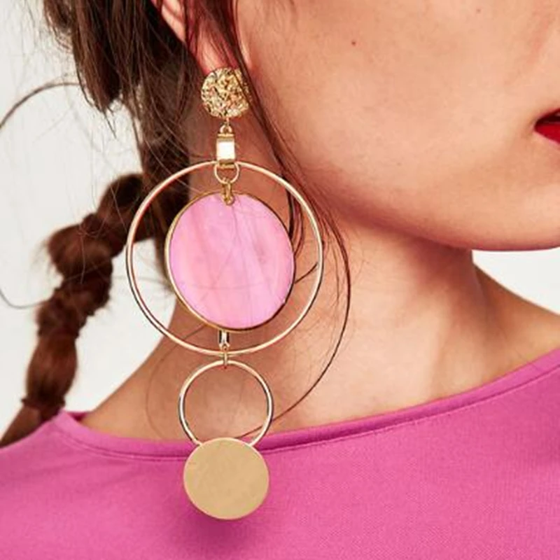 Korean Style Asymmetric Drop Earrings for Women Gold Color Big Hollow Round Circle Long Earrings Fashion Jewelry Gift
Korean Style Asymmetric Drop Earrings for Women Gold Color Big Hollow Round Circle Long Earrings Fashion Jewelry Gift