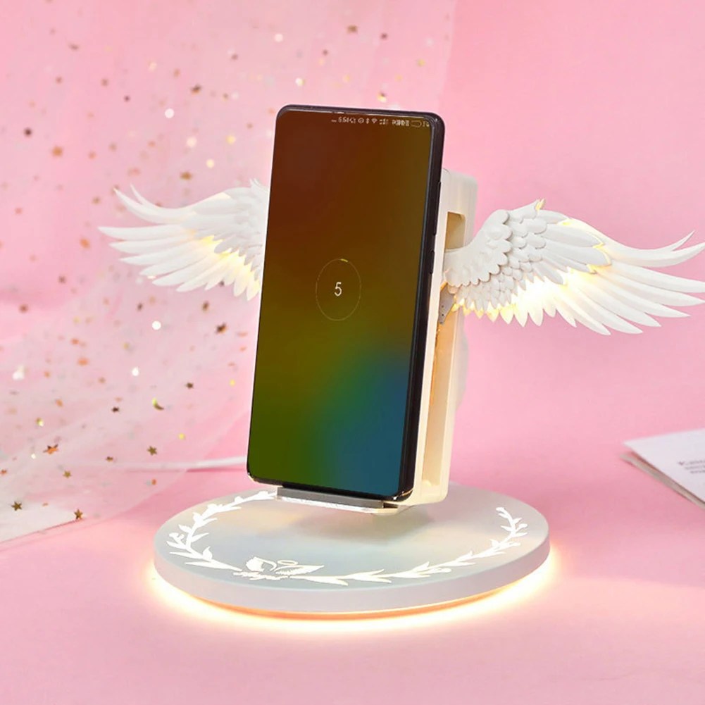 10W Wireless Charger Angel Wings Night Light Mobile Phone Wireless Charger for Android Apple USB Fast Charge with Night Light
10W Wireless Charger Angel Wings Night Light Mobile Phone Wireless Charger for Android Apple USB Fast Charge with Night Light