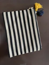 Bolso cosmético de la mujer rayas maquillaje carcasa organizador borla coreana bolsa cosmética Necesserie bolsa de aseo de viaje de caso de la belleza