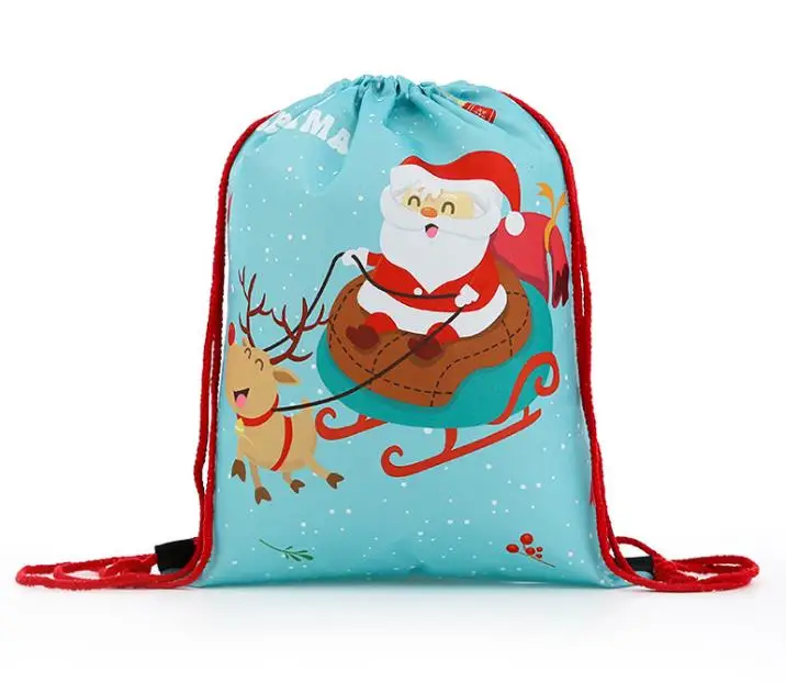 christmas drawstring bag backpack 3d print wrapping gift santa