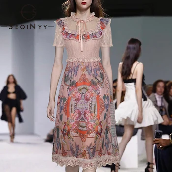 SEQINYY Pink Dress 2020 Summer Spring New Fashion Design Women Short Sleeve Lace Vintage Print Runway Knee Dress
SEQINYY Pink Dress 2020 Summer Spring New Fashion Design Women Short Sleeve Lace Vintage Print Runway Knee Dress